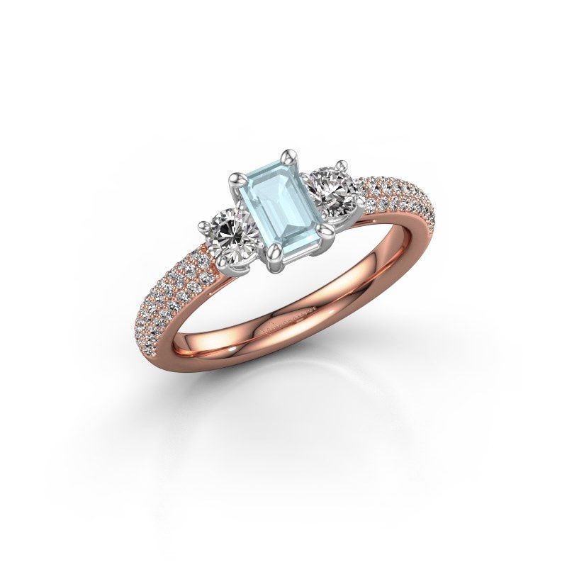 Image of Engagement Ring Marielle Eme<br/>585 rose gold<br/>Aquamarine 6x4 mm