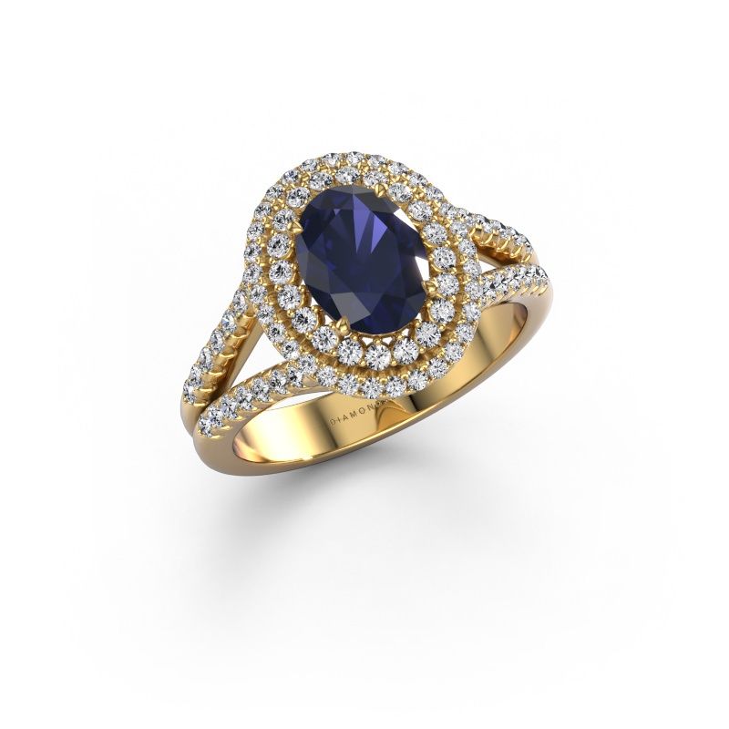 Engagement ring Elvie OVL 585 gold sapphire 8x6 mm