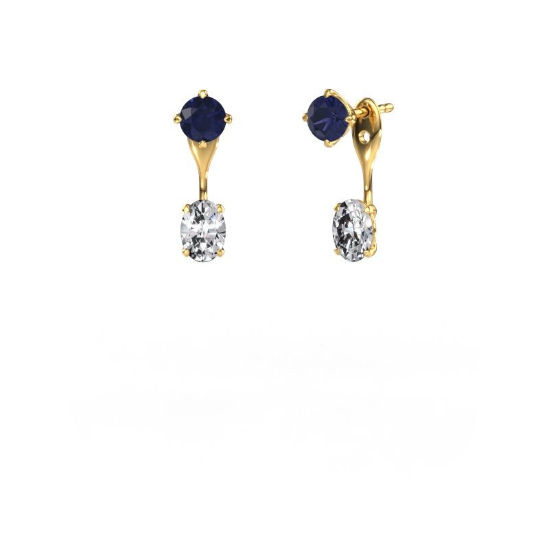 Drop earrings Kate RND-OVL 585 gold sapphire 5 mm