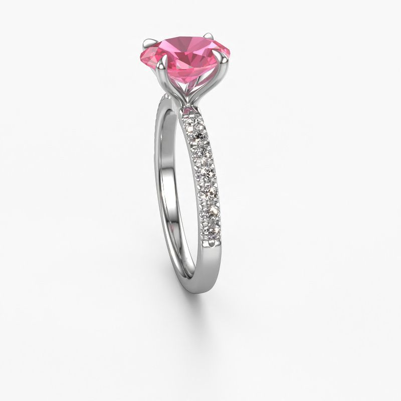 Afbeelding van Verlovingsring Crystal Ovl 2<br/>950 platina<br/>Roze saffier 9x7 mm