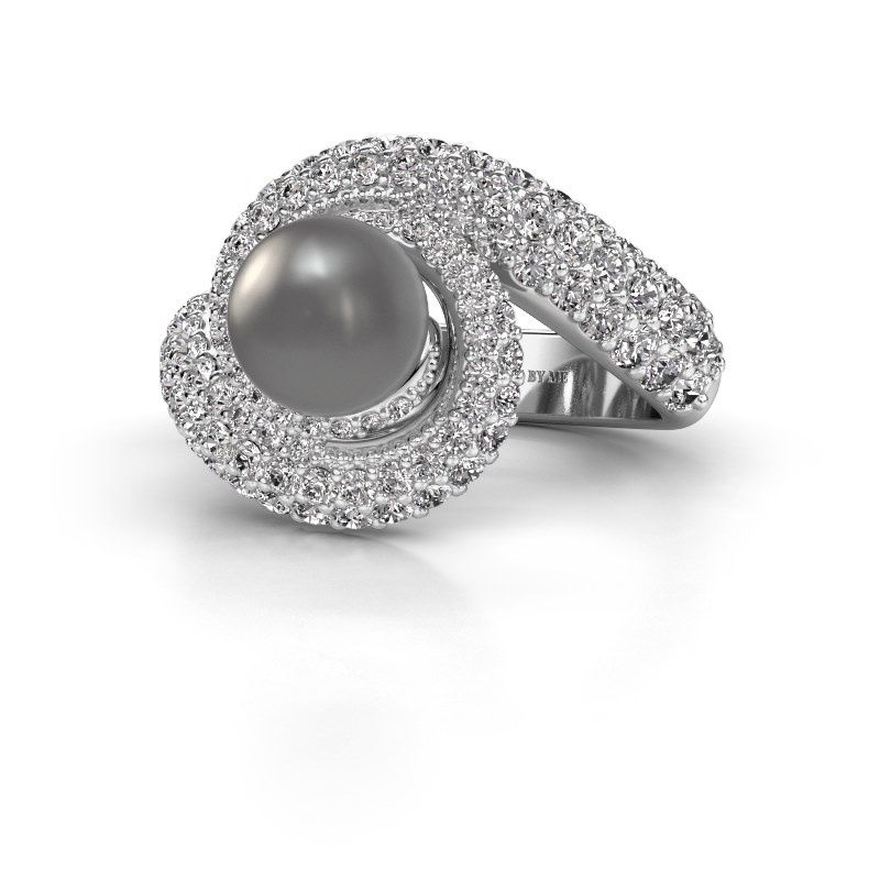 Image de Bague Klasina<br/>950 platine<br/>Perle grise 7 mm