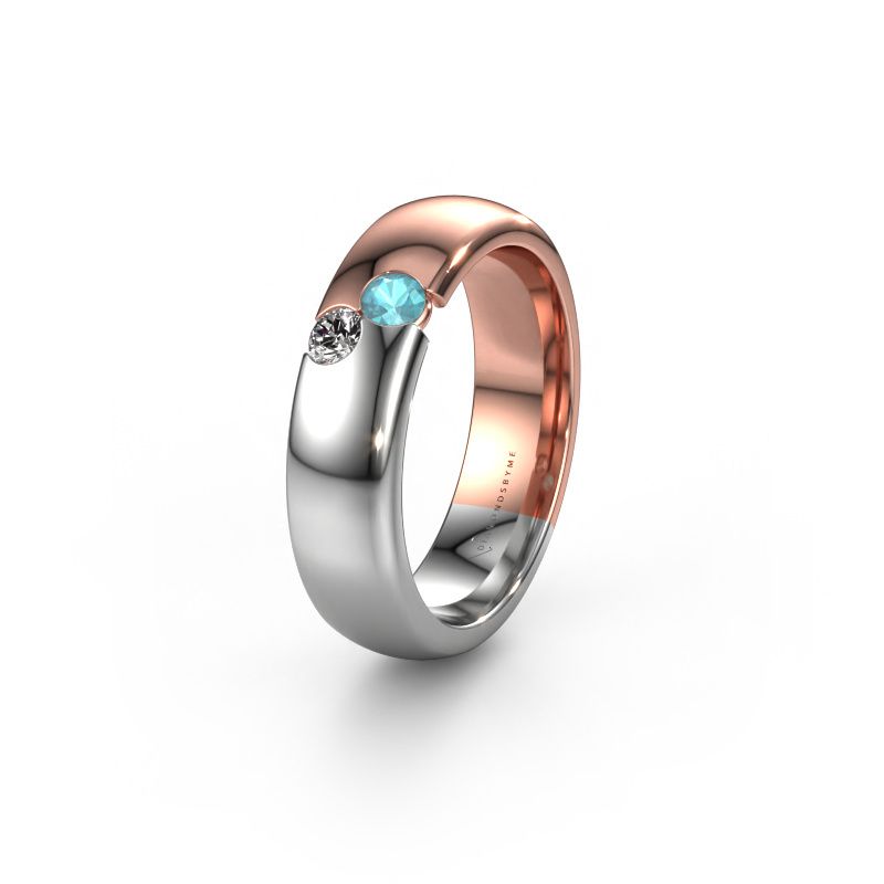 Wedding ring WH1003L26C 585 rose gold blue topaz ±6x2.2 mm