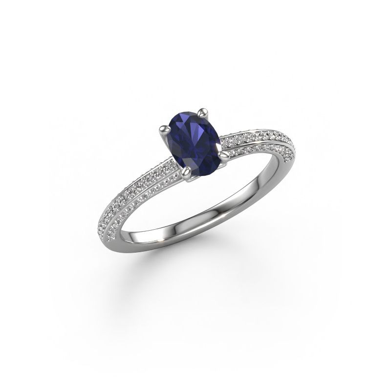 Verlobungsring Elenore ovl 585 Weißgold Saphir 6.5x4.5 mm