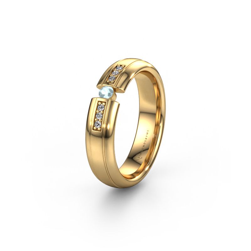 Wedding ring WH2128L26C 585 gold aquamarine ±5x2 mm