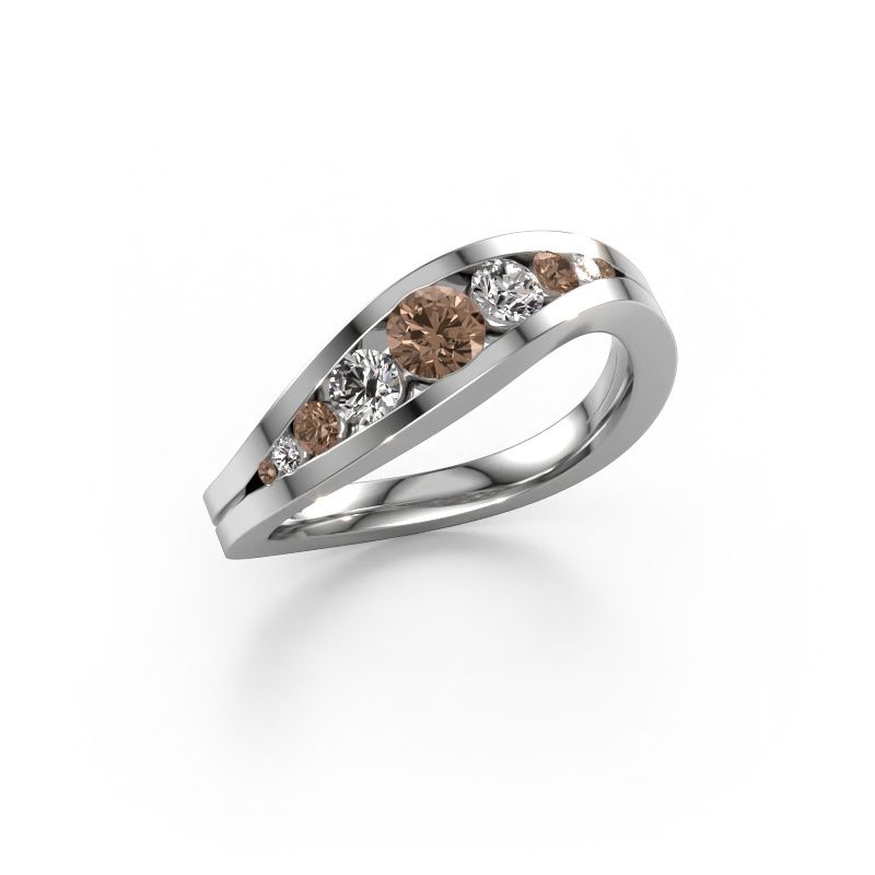 Ring Sigrid 2 950 platina bruine diamant 0.594 crt