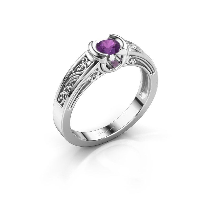 Bild von Verlobungsring elena<br/>585 Weißgold<br/>Amethyst 4 mm