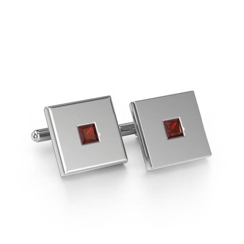 Manschettenknöpfe Givanti 585 Weißgold Granat 4 mm