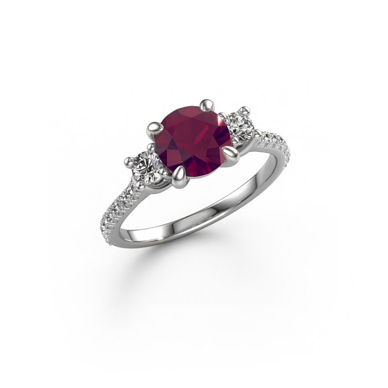 Engagement ring Jesica 585 white gold rhodolite 6.8 mm