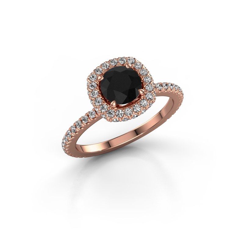 Image of Engagement ring Talitha RND 585 rose gold black diamond 1.988 crt