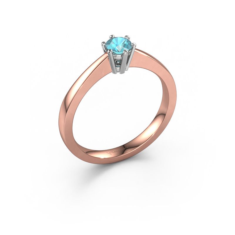 Verlovingsring Noortje 585 rosé goud blauw topaas 4 mm