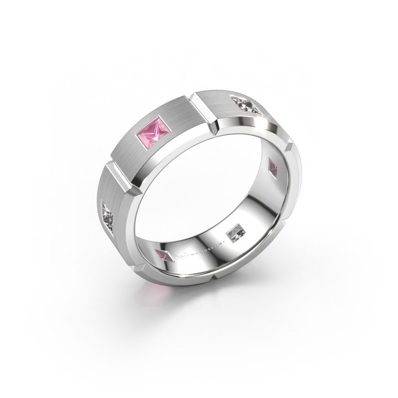 Men's ring Steve 585 white gold pink sapphire 3 mm