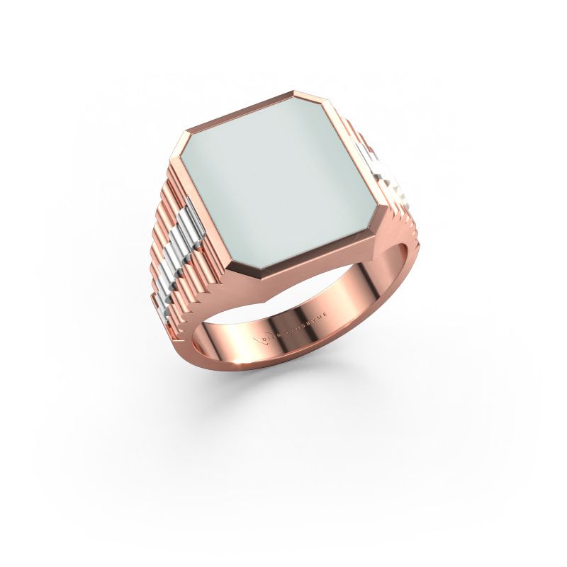 Signet ring Brent 3 585 rose gold green sardonyx 14x12 mm