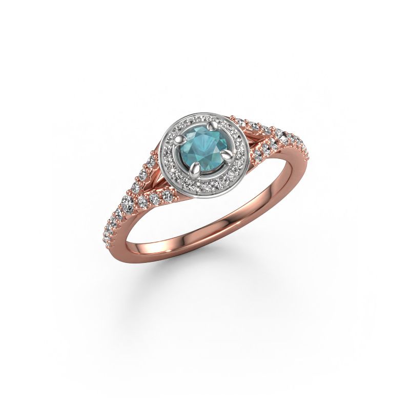 Engagement ring Pamela RND 585 rose gold blue topaz 4 mm