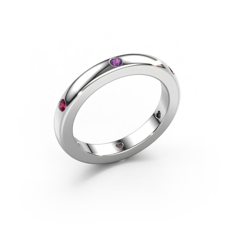 Stackable ring Charla 585 white gold amethyst 2 mm