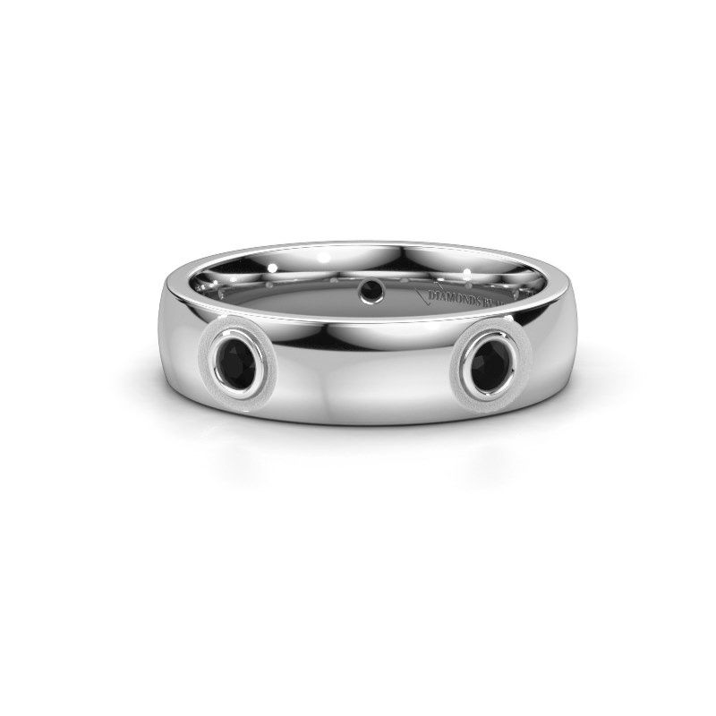 Afbeelding van Trouwring WH0139L25BP 585 witgoud zwarte diamant ±5x2 mm