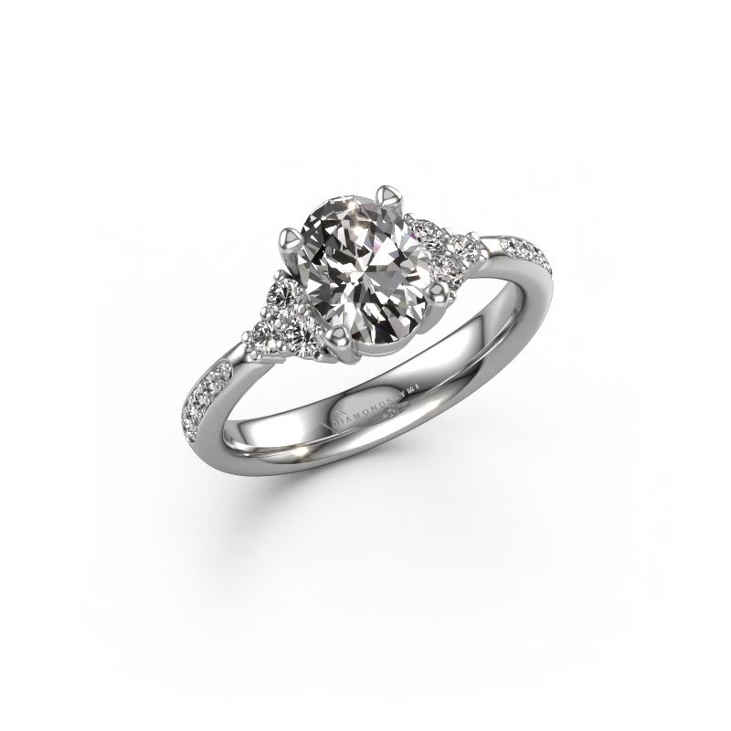 Verlobungsring Aleida OVL 2 585 Weißgold Zirkonia 8x6 mm