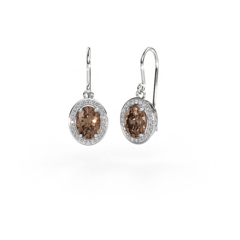 Pendants d'oreilles Latesha 585 or blanc diamant brun 1.67 crt