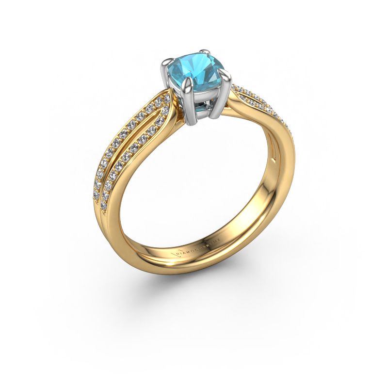 Bague de fiançailles Antonia cus 2 585 or jaune topaze bleue 5 mm