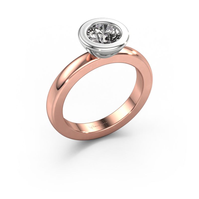 Bague superposée Eloise Round 585 or rose zircone 6 mm
