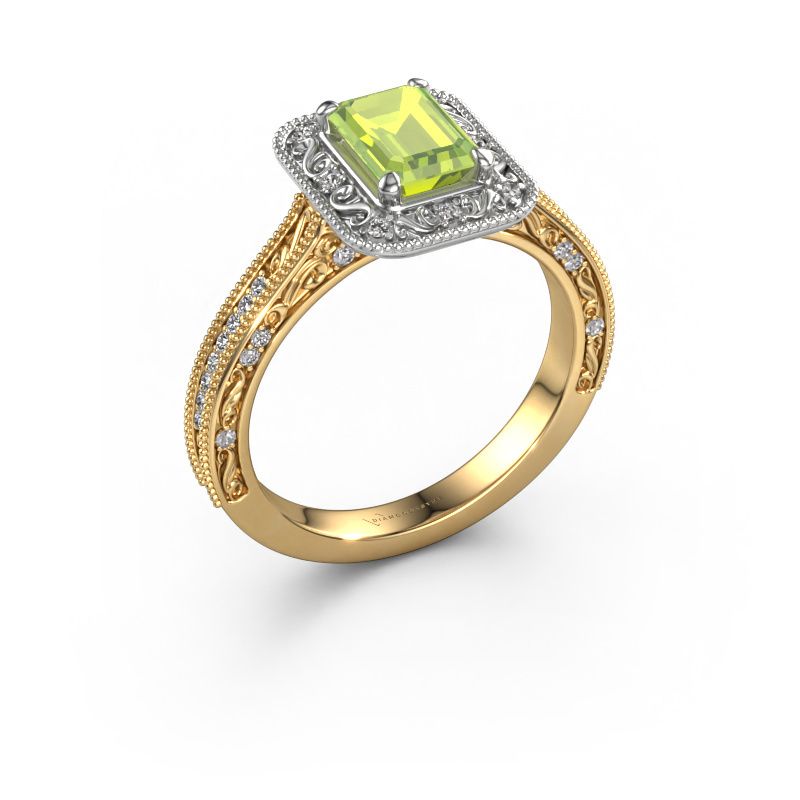 Bague de fiançailles Alice EME 585 or jaune péridot 7x5 mm