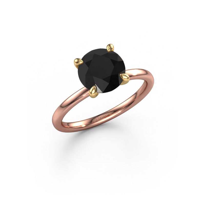 Engagement ring Crystal RND 1 585 rose gold black diamond 1.70 crt