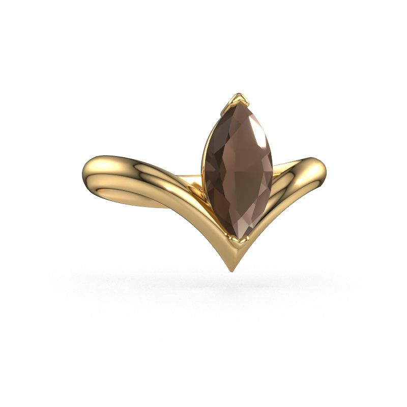 Engagement ring Maddy MRQ 585 gold smokey quartz 11x5.5 mm