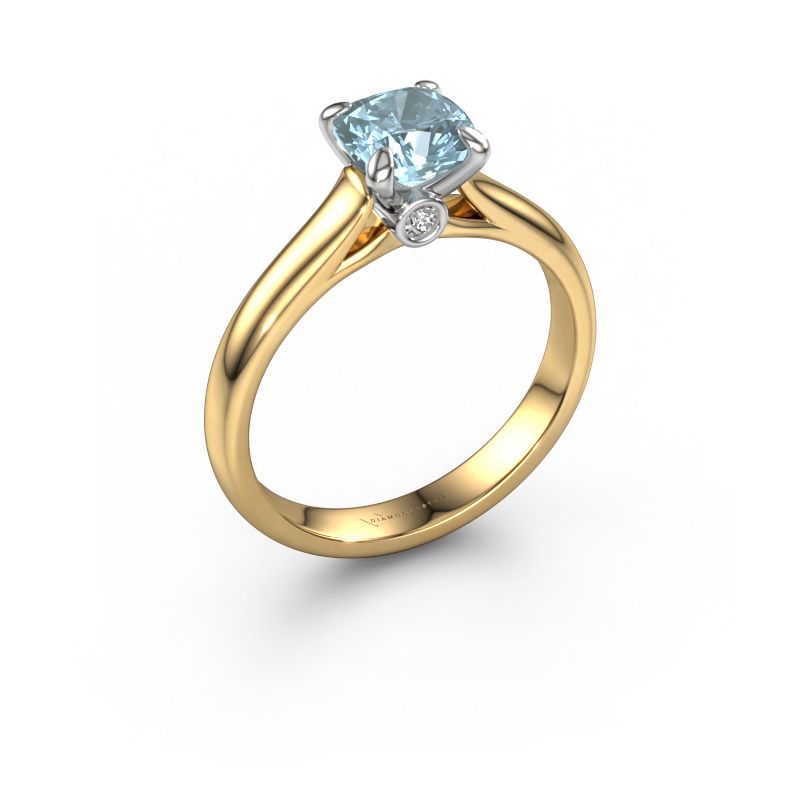 Engagement ring Valorie cus 1 585 gold blue lab grown diamond 6 mm