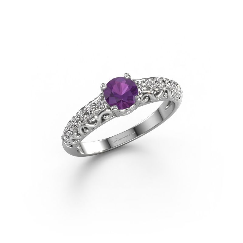 Verlovingsring Mellie 950 platina amethist 5 mm