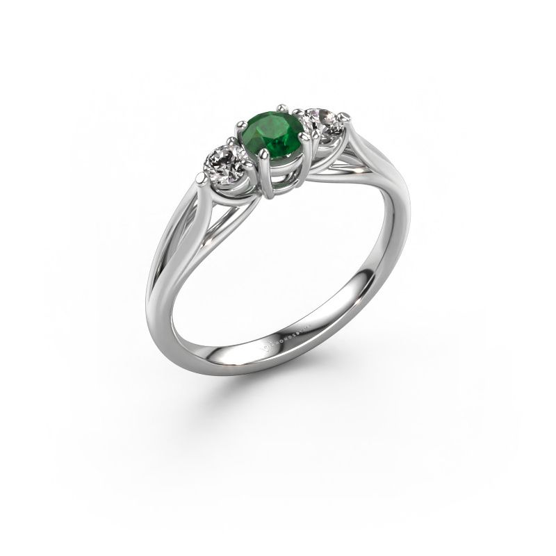 Engagement ring Amie RND 585 white gold emerald 4.2 mm