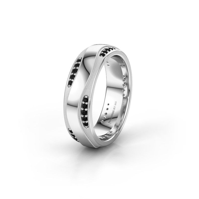 Afbeelding van Trouwring WH2062L26BM 585 witgoud zwarte diamant ±6x2 mm