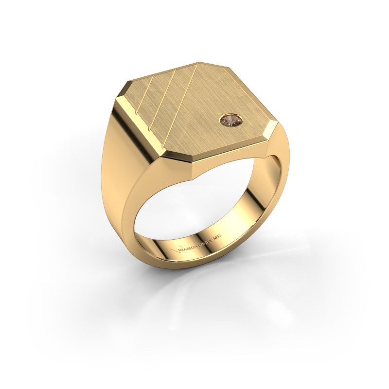 Afbeelding van Zegelring Patrick 5 585 goud bruine diamant 0.06 crt