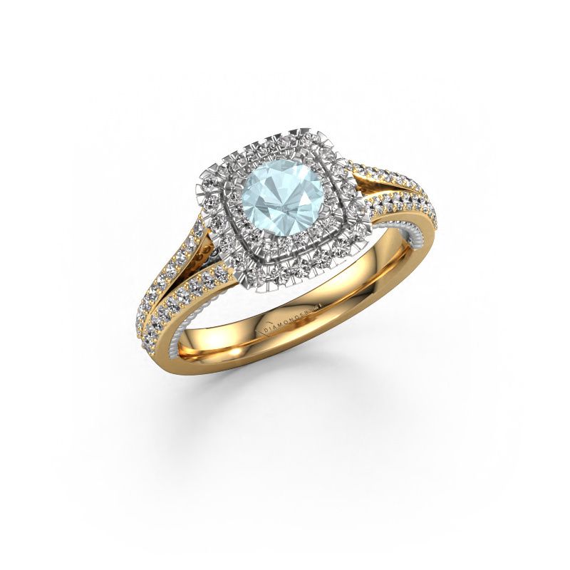 Bague de fiançailles Annette 585 or jaune aigue-marine 5 mm