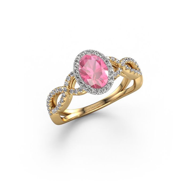 Bague de fiançailles Dionne ovl 585 or jaune saphir rose 7x5 mm
