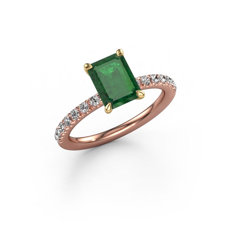 Verlobungsring Crystal EME 2 585 Roségold Smaragd 8x6 mm