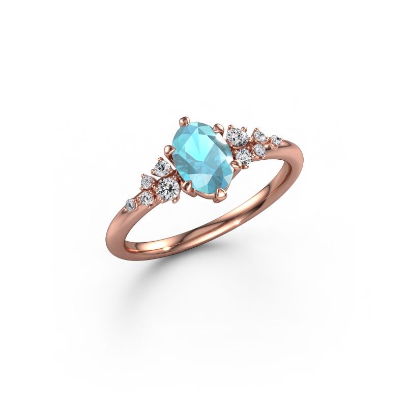 Ring Royce OVL 585 rose gold blue topaz 7x5 mm