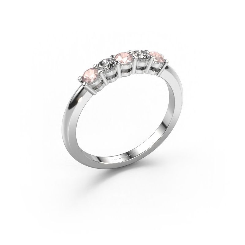 Ring Michelle 5 585 white gold morganite champagne 3 mm