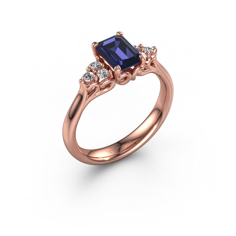 Verlobungsring Myrna EME 585 Roségold Saphir 6x4 mm