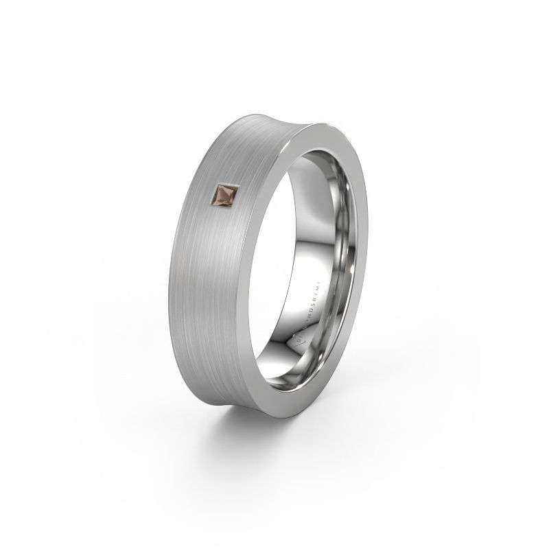 Trouwring WH2238L2 585 witgoud rookkwarts ±6x2.2 mm