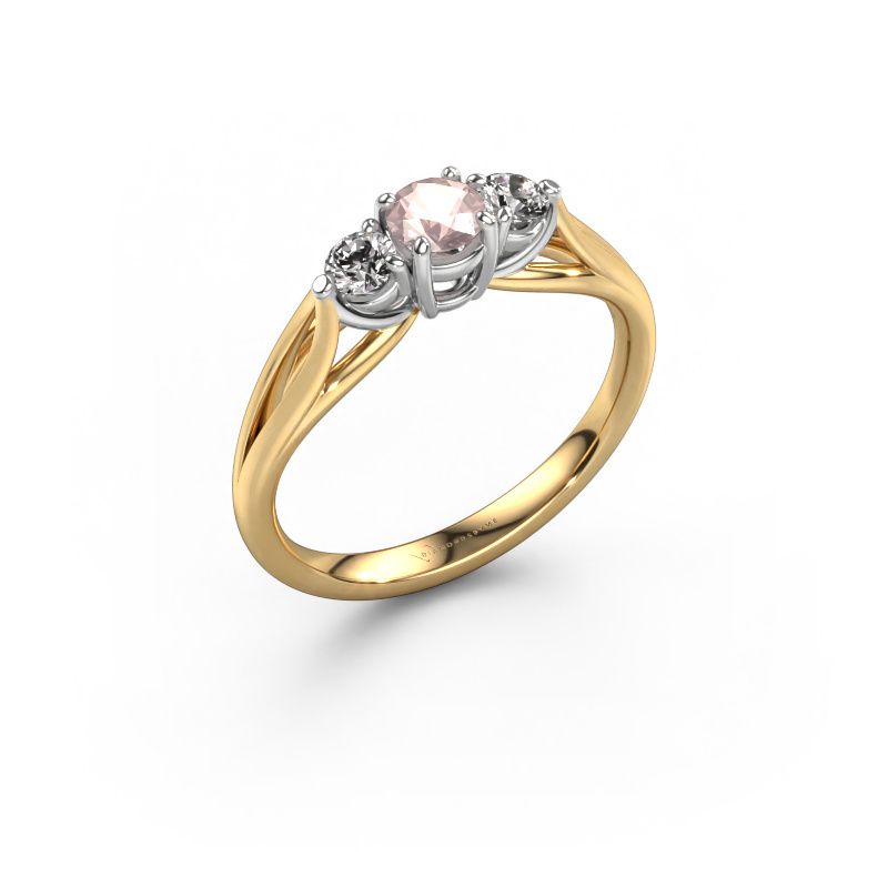 Engagement ring Amie RND 585 gold morganite champagne 4.2 mm