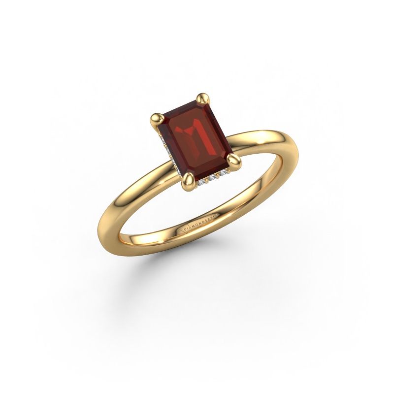 Bague de fiançailles Simone EME 2 585 or jaune grenat 7x5 mm