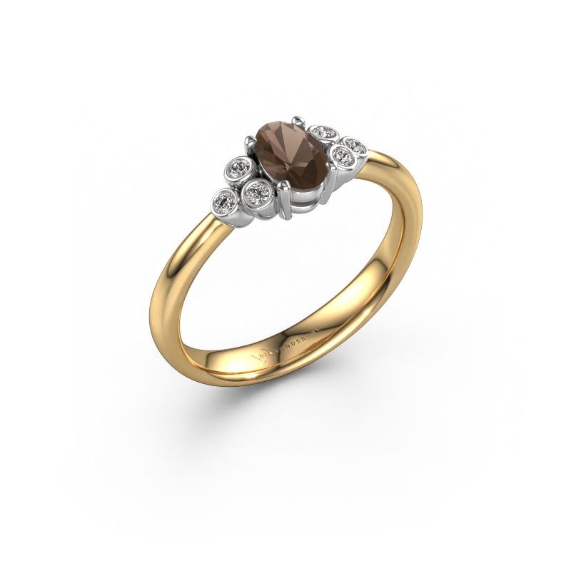 Engagement ring Lucy 1 585 gold smokey quartz 6x4 mm