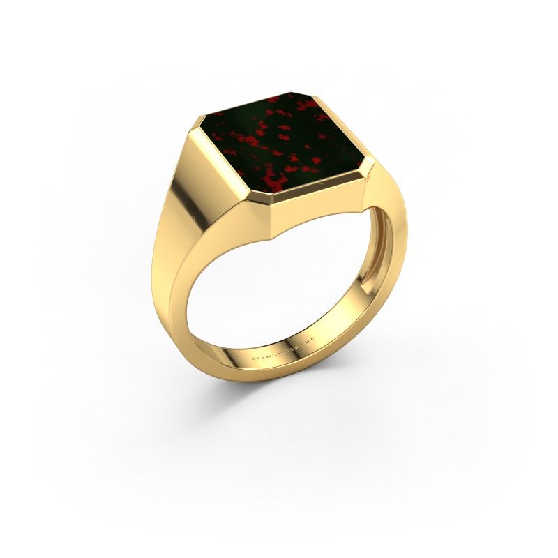 Signet ring Lars 2 light 585 gold bloodstone 12x10 mm