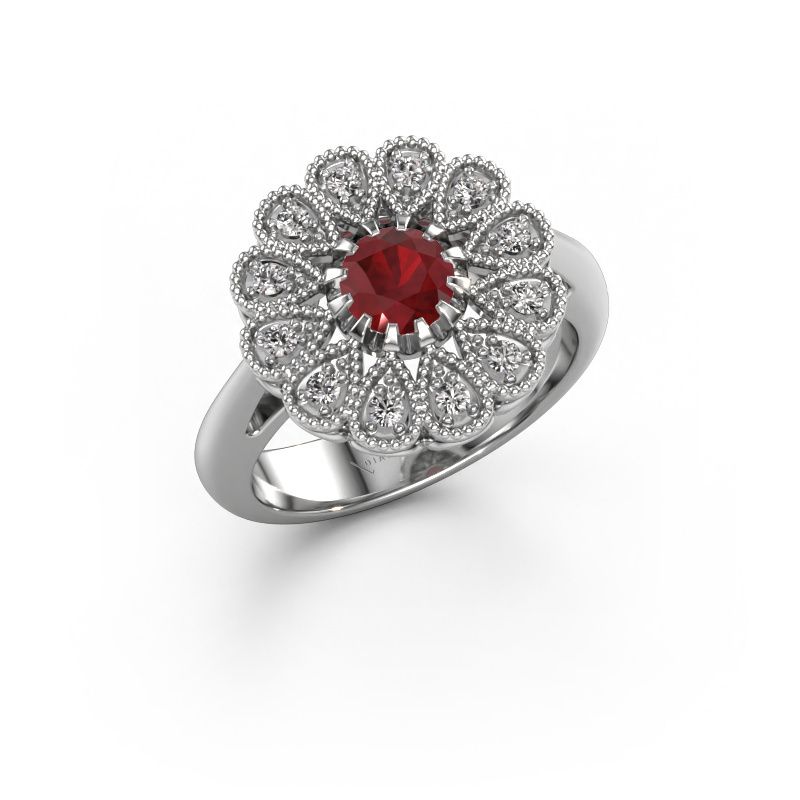 Engagement ring Kaat 950 platinum ruby 5 mm