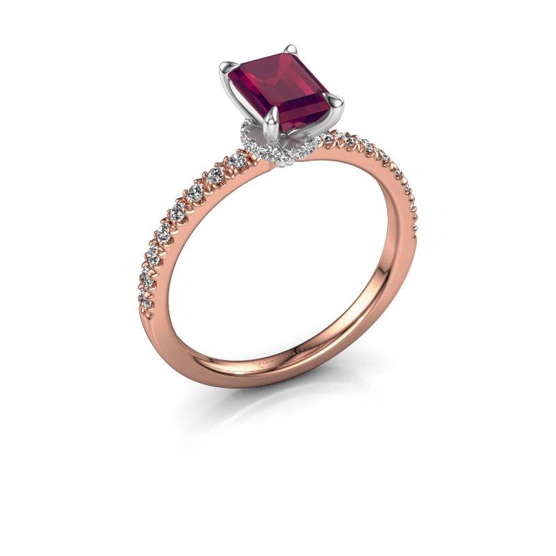 Afbeelding van Verlovingsring Crystal EME 4 585 rosé goud rhodoliet 7x5 mm