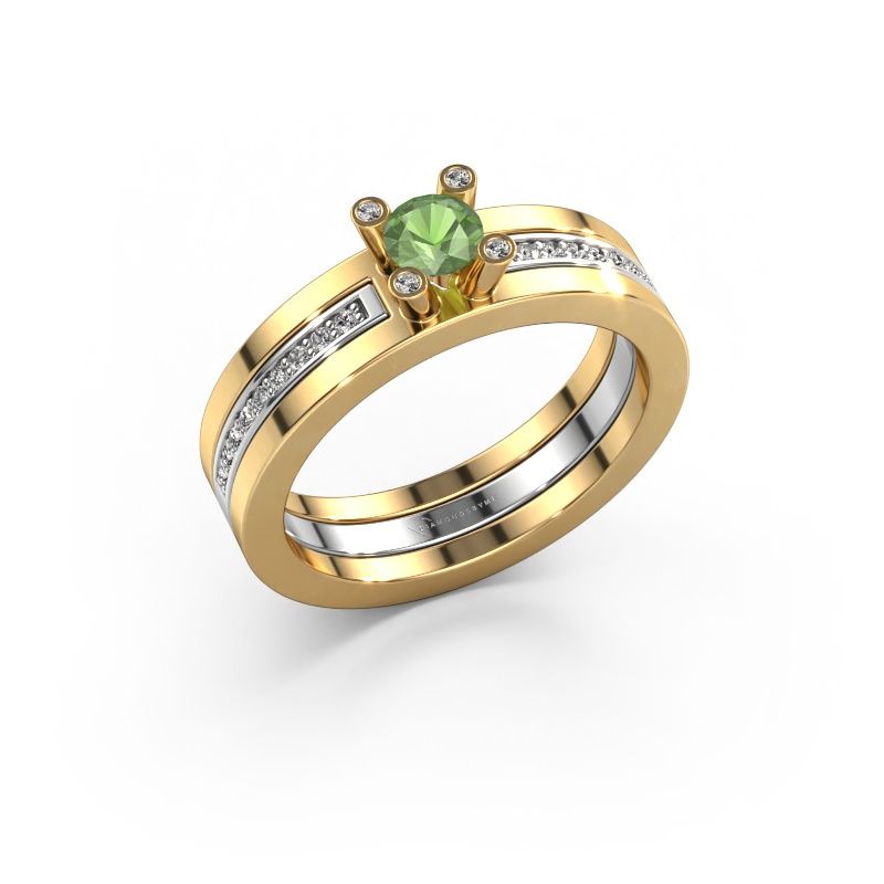 Verlobungsring Alisha 585 Gold Turmalin grün 4 mm