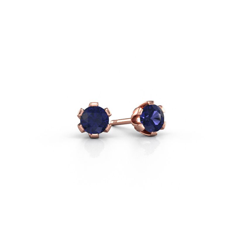 Clous d'oreilles Julia 585 or rose saphir 4 mm