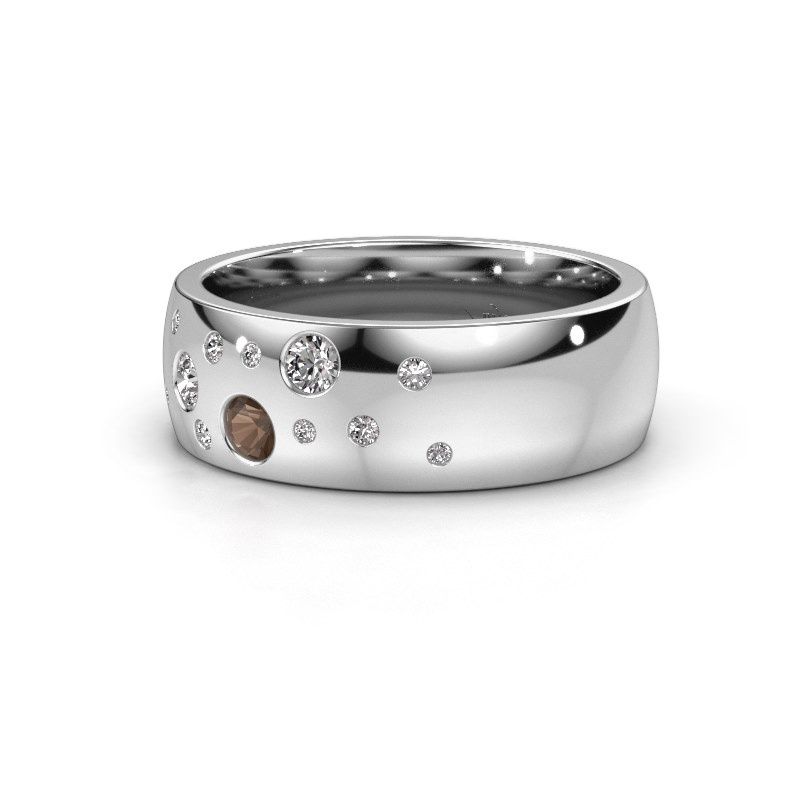 Image of Wedding ring WH0141L26BP<br/>950 platinum ±7x2 mm<br/>Smokey quartz