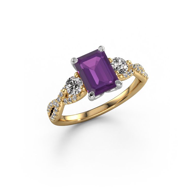 Bague de fiançailles Marilou EME 585 or jaune améthyste 8x6 mm
