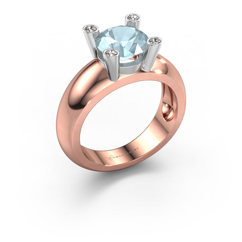 Bague Tamara RND 585 or rose aigue-marine 8 mm