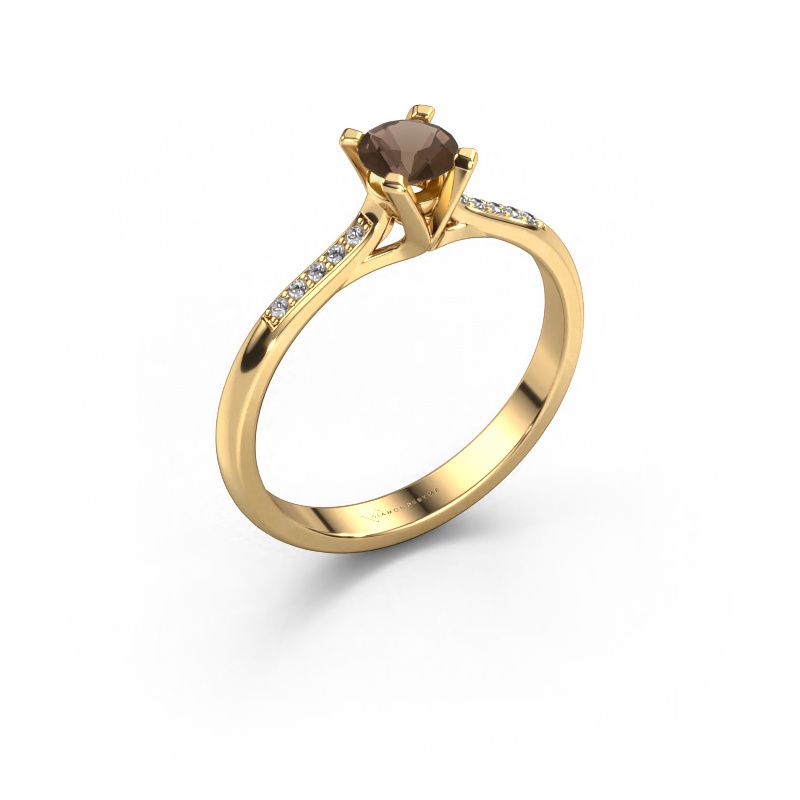 Engagement ring Isa 2 585 gold smokey quartz 4.2 mm